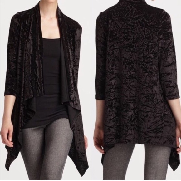 Alice + Olivia Mariona crushed velvet draped open front cardigan size small - Picture 1 of 5